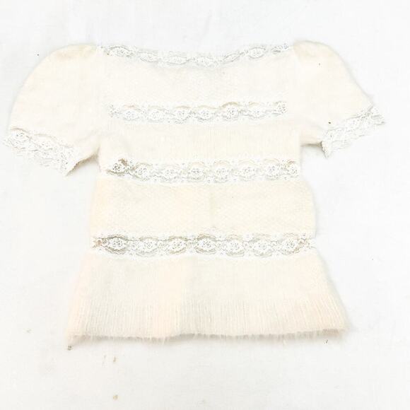 Linda Mishan Cashmere Lace Cream Sweater Size M Paris - Picture 1 of 4